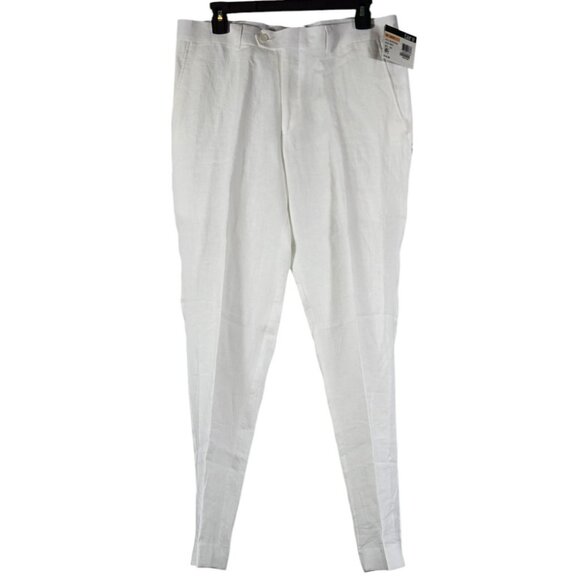Bar III Size 33W 30L Men's Linen Pants Lined Slim Fit White - Picture 3 of 13